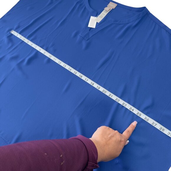 Chicos Blue Flowy V-Neck Tunic Top With Side Split Hem Design Size S/M - Picture 4 of 11